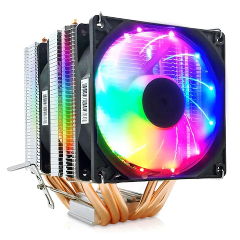 

Coolerman MX6 Six Copper Tube Dual Fan CPU Radiator 3Pin Interface Super Cooling Mute Efficient Cooler, Colorful