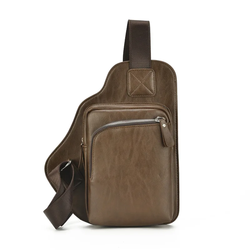 

2021 new men's PU shoulder bag personality cross-body bag leisure trend sports large capacity chest bag
