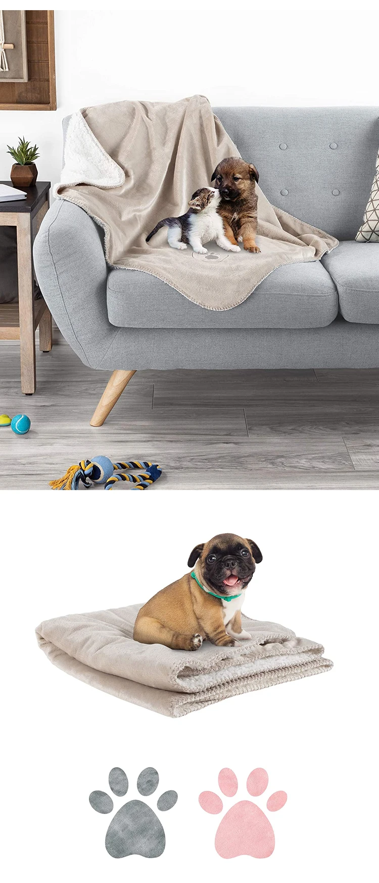 Flourish Waterproof Pet Blankets Soft Plush Throw Protects Couch Chairs