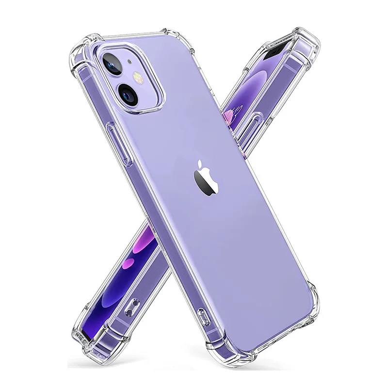 

Transparent Phone Case For iPhone 13 12 11 mini Pro MAX XS XR 8 7 Plus TPU Protective Shockproof Clear Cover