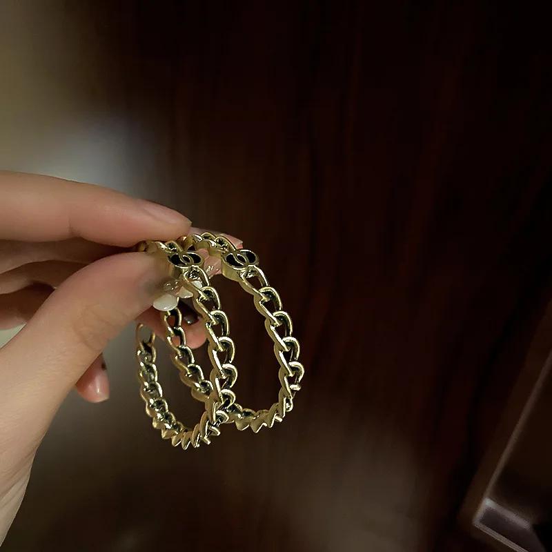 

fashion chain metal earrings gold hoop