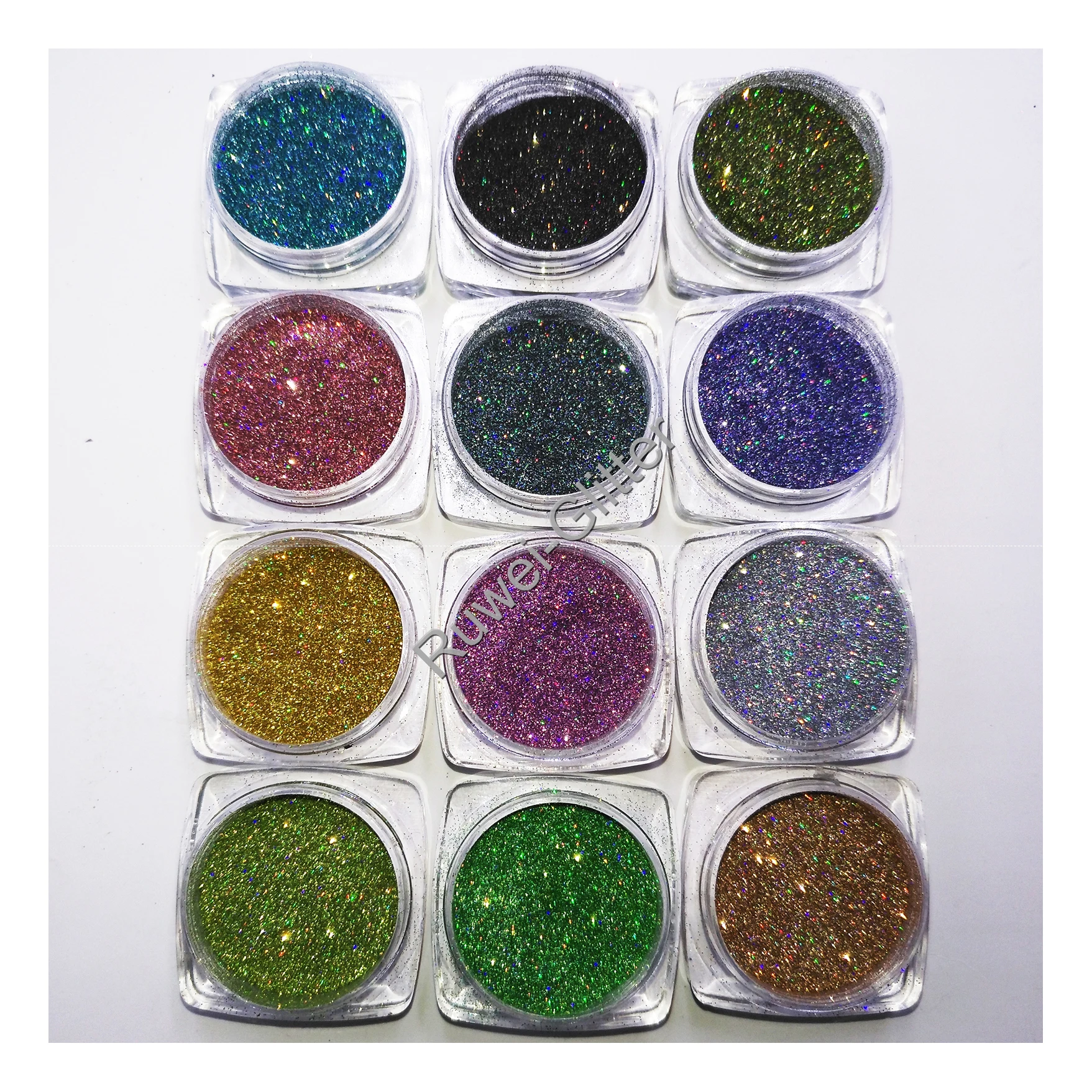 

12Color Holographic Laser Cosmetic Extra Fine Mirror Glitter Dust Powder for Makeup Nail Art Facepaint