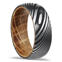 

Unique Wedding Bands Damascus Men's Ring whiskey Barrel Wood Band Engagement Ring Wooden Ring For Men In Stock