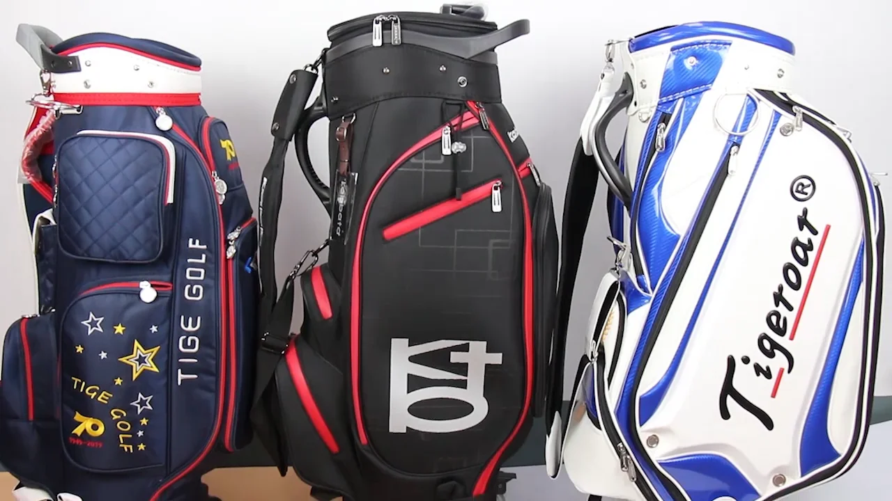 14 Pockets Japan Pu Leather Golf Caddy Bag Customized Golf Bags Staff