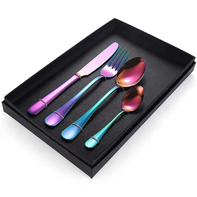 

High Quality Matte Stainless Steel Cutlery Sets\/Flatware\/Tableware Children Set 4-Piece Silver Flatware Knife Fork Spoon, Silver/rose gold/gold/black/multi color