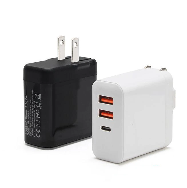 

Hot Sale Mult-function USB Type-c 3 Port 30W Quick Charge US Plug Charger for Mobile Phone Laptop with Custom Logo