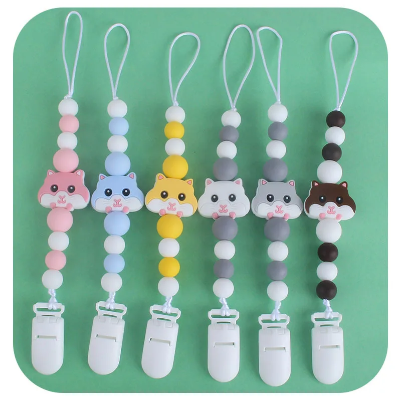 

Baby Teething Chewable Pacifier Chain Dummy Clip Hamster Silicone Beads Sensory Teether Soother Holder