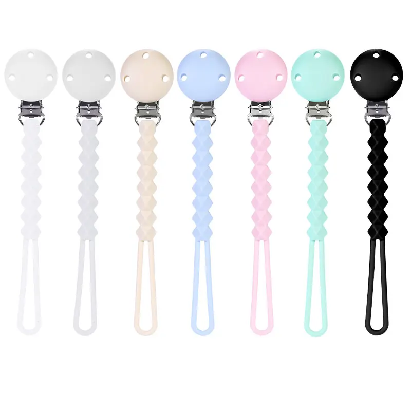 

5Pcs Silicone Pacifier Clips Chain Pacifier Braided Silicone Clip Nipple Holder Soother Chain For Infant Feeding Gift, 6 color