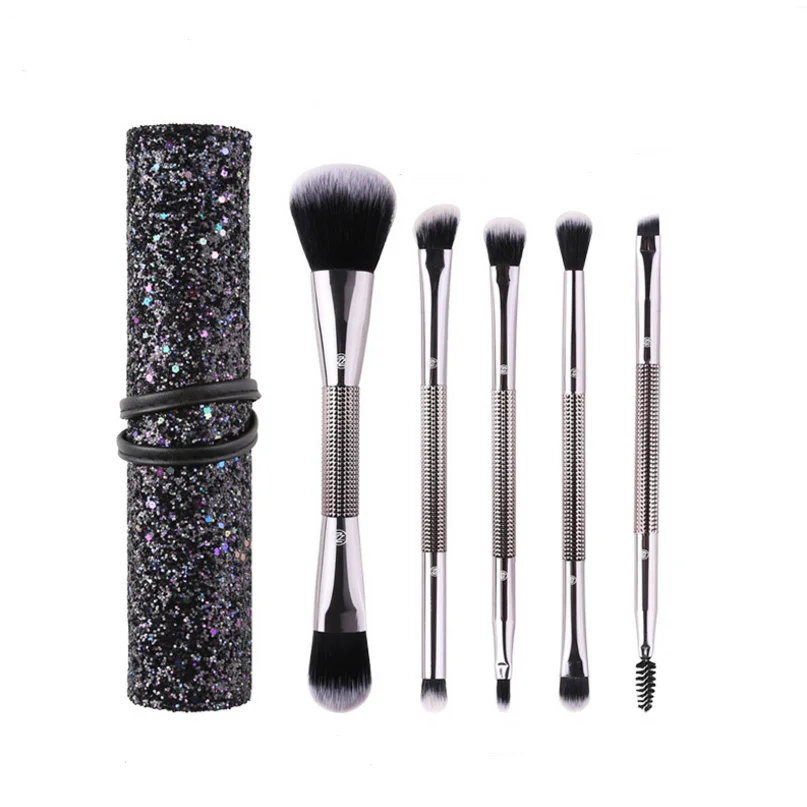 

2020 Hot OEM 5pcs Brushes Makeup Set Diamond Crystal Z'OREYA logo Double Ended Cosmetic Tool, Silver
