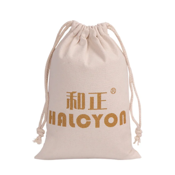 

Custom Printed Natural Organic Muslin Small Plain Drawstring Bag Canvas Cotton Drawstring Bag with Logo, Customized colors