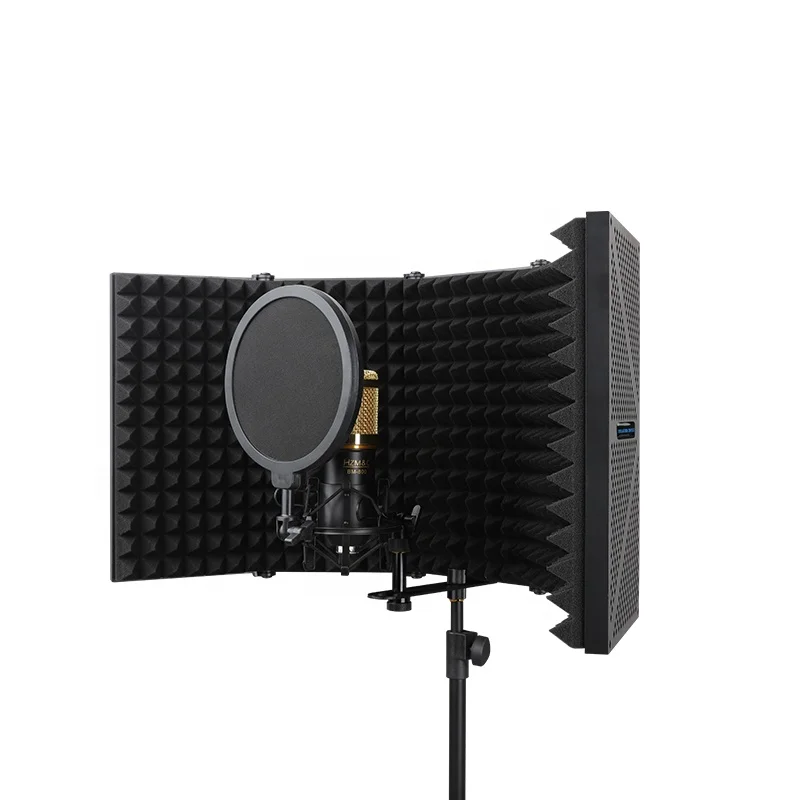 

Studio Microphone Recording Reflexion Filter Microphone Sound Isolation Shield Black EVA Color Weight Material Origin Foam