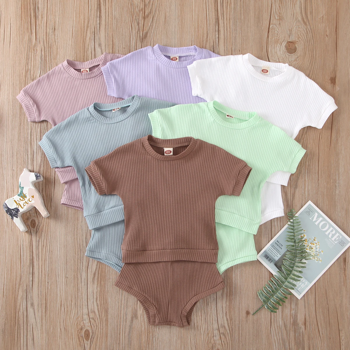 

Boutique Infant Baby Girls Ribbed Cotton Top Draw String Bloomer Clothes Outfits Toddler Two Piece Set, Photo showed and customized color