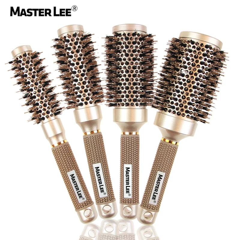 

Masterlee custom logo 4 sizes hair round brush boar bristle hair brushes