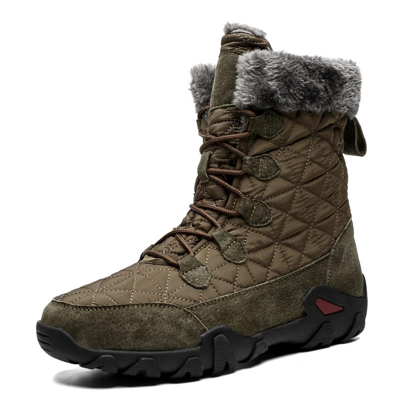 

Men's shoes combat cow leather outdoor boots for hiking and climbing furry inside real warm