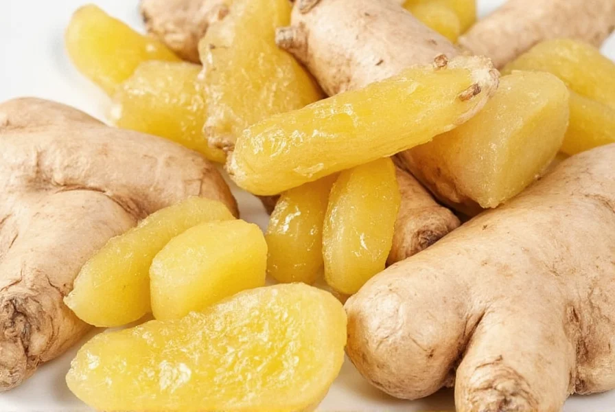 Comparison of frozen ginger preparation methods showing whole, sliced, and grated options