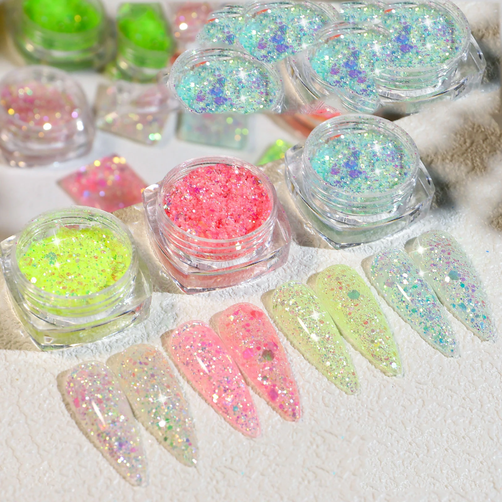

NA-107 Professional Designer Private Label Nail Stickers Bling Sequins Accessory 3D Nail Art Stickers, Customized color