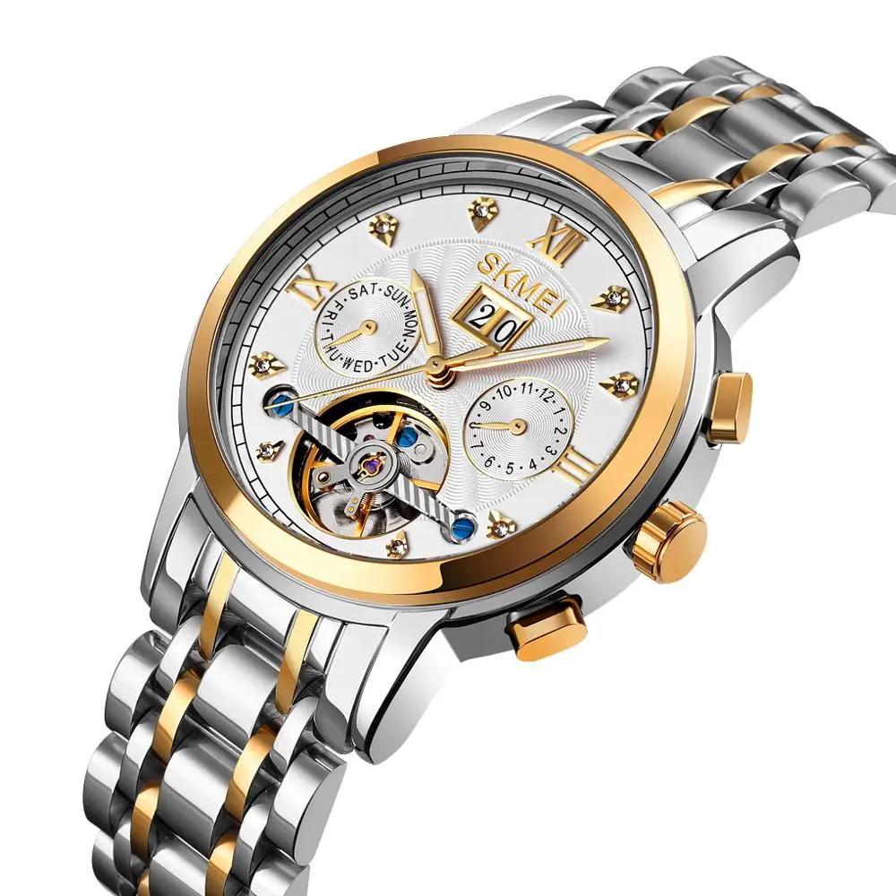 

OEM High Quality Luxury Skmei M029 Automatic Watches Stainless Steel Mechanical Wristwatches High Hardness Glass 30M Waterproof
