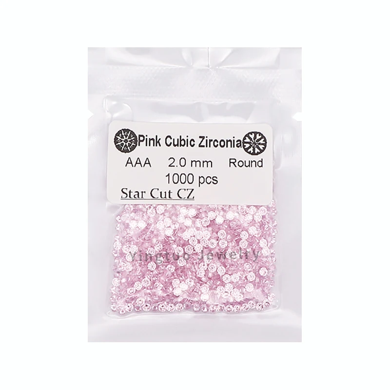 

Synthetic Machine Round Pink Cubic Zirconia Heat Waxing Casting 1.1mm CZ Stone High Temperature Resistant Fire CZ