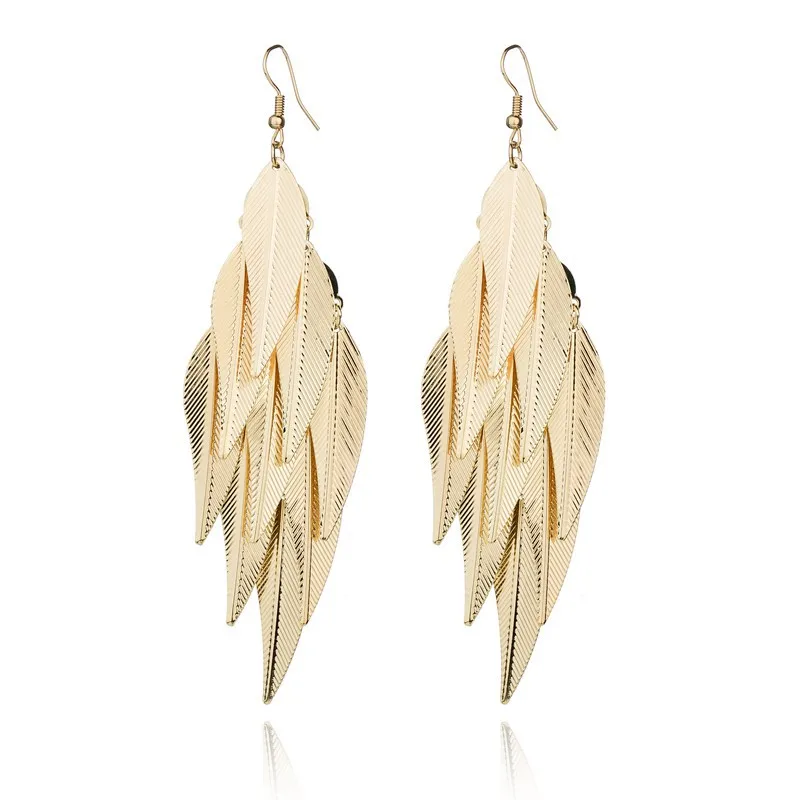 

Fashion new ladies long tassel maple leaf earrings retro casual party jewelry accessories