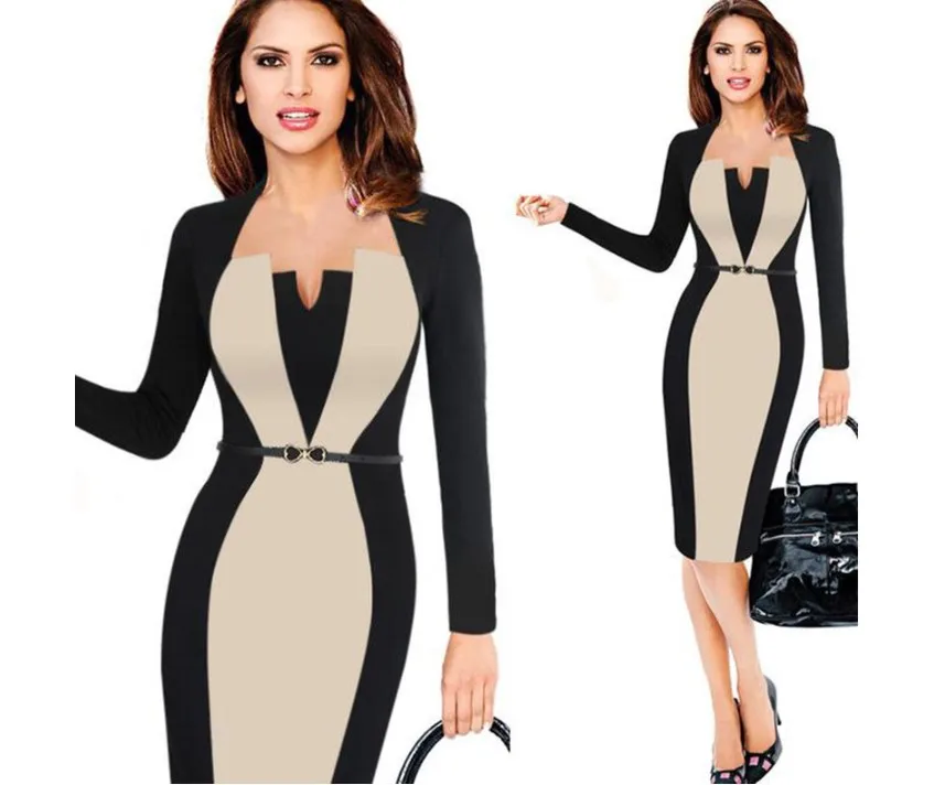 

2021 fall 6colors trendy women clothing professional ol office ladies geometric elegant dress for woman