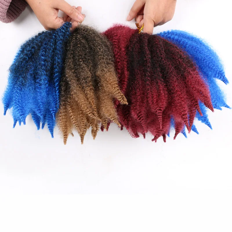 

short afro kinki curly braiding hair bulk synthetic ombre braids
