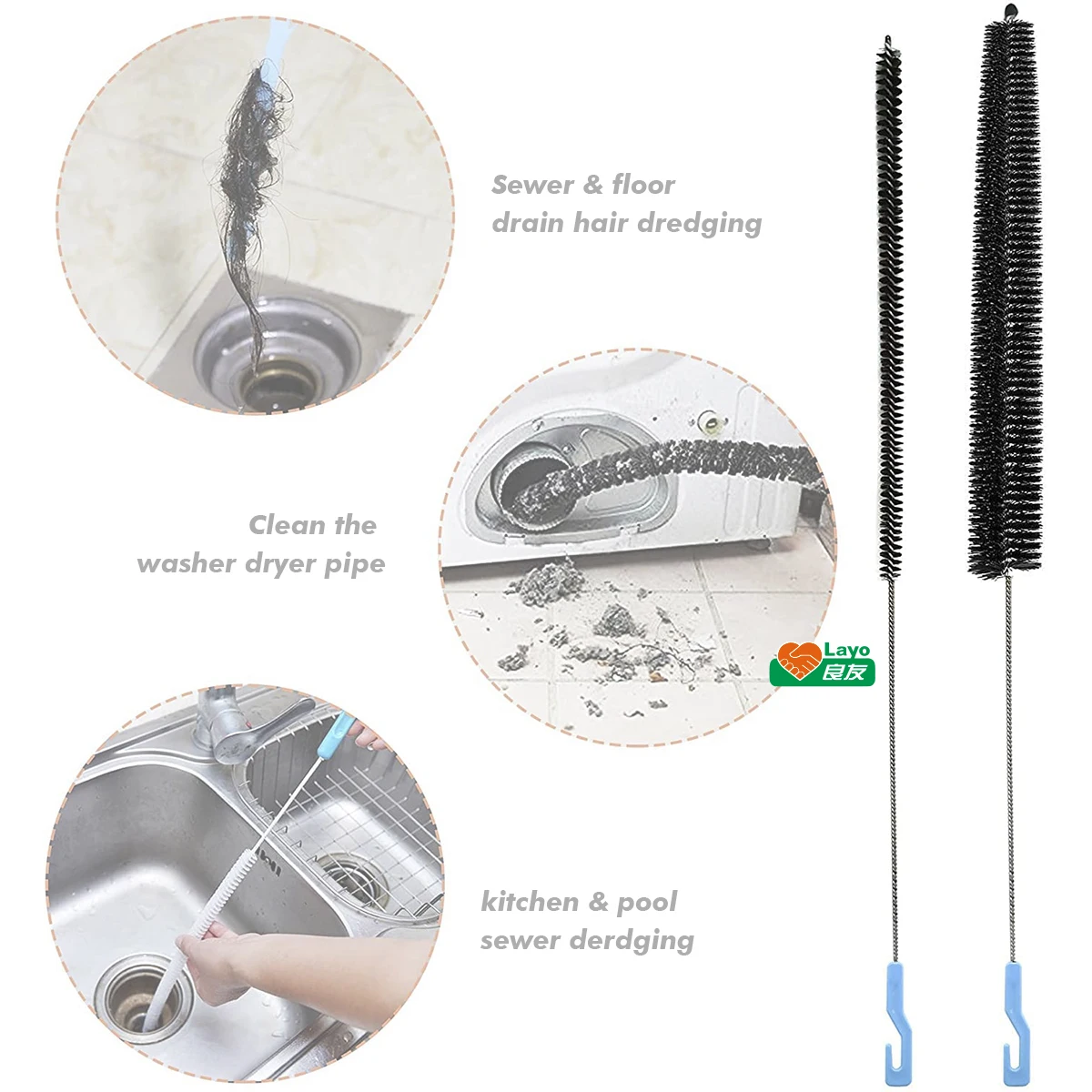 

Stainless Steel Pipe Dredge Bendable Hanging Sink Cleaning Tool Brush For Kitchen Toilet Sewer Water Pipe Dryer Vent Dust Hose