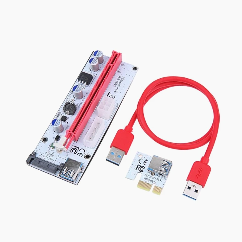 

VER 008S Red or Blue Card 60cm PCIE 1X to 16X USB 3.0 Extension Cable Riser Card Adapter Board VER008S