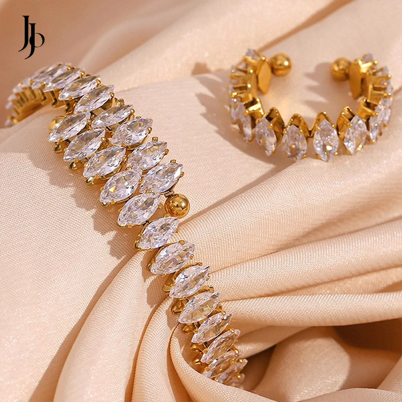 

JOJO Fashion 2023 Luxury 18k gold plated stainless steel crystal bead bracelet Dainty zircon diamond moissanite tennis bracelet