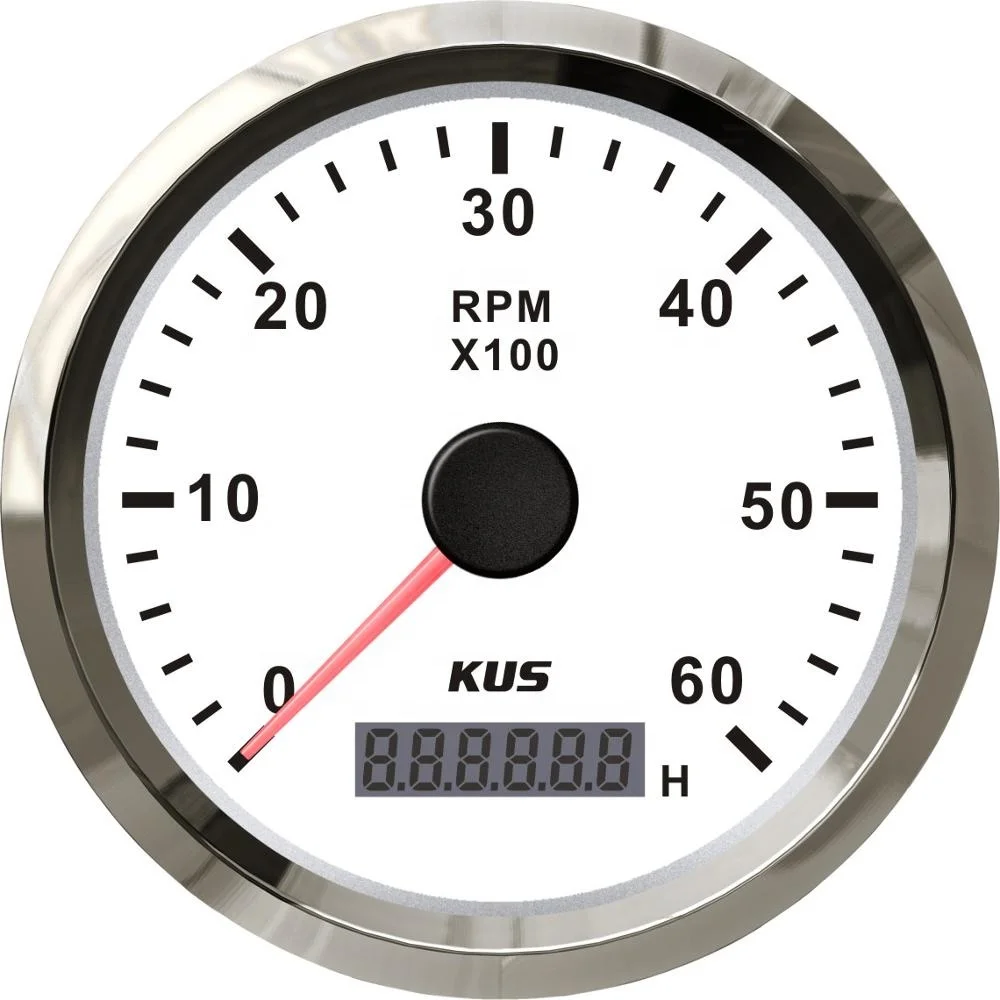 

KUS 85mm Waterproof Marine Auto Tachometer 0-6000 RPM With Hourmeter Backlight 12/24V, White