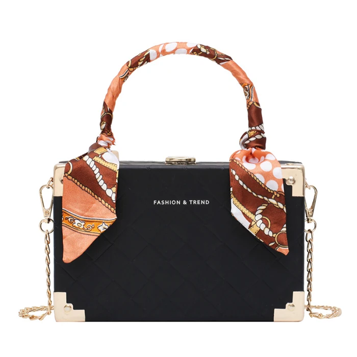 

New Design Unique Shaped Handbag for Women Clutches and Evening Bags Ladies Mobile Phone Purse with Scarf, 5 colors