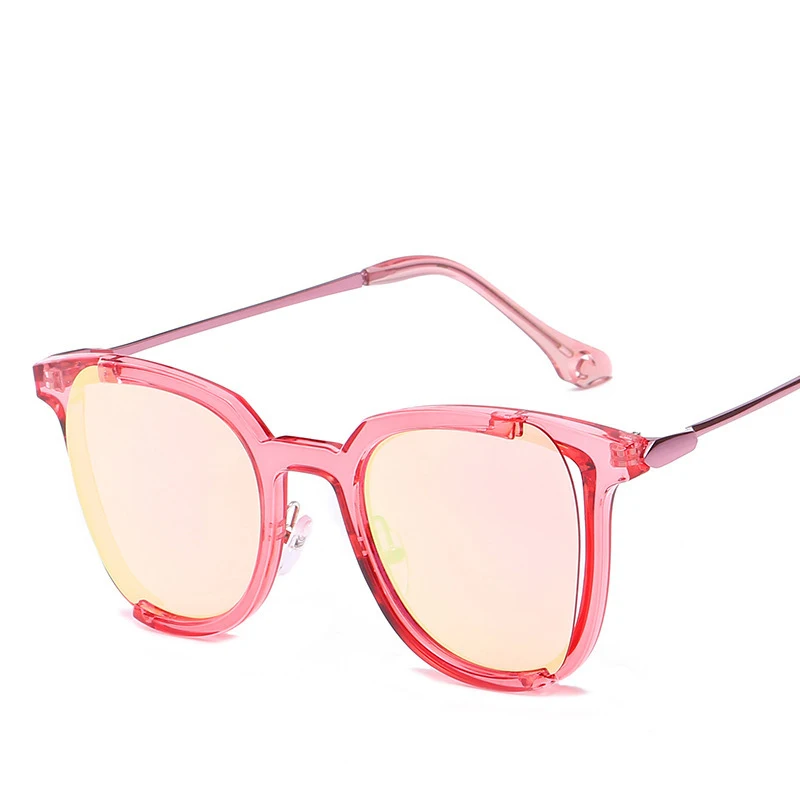 

2021 Designer Famous Brands Mirror Lens Summer Rainbow Pink Blue Rimless Sunglasses