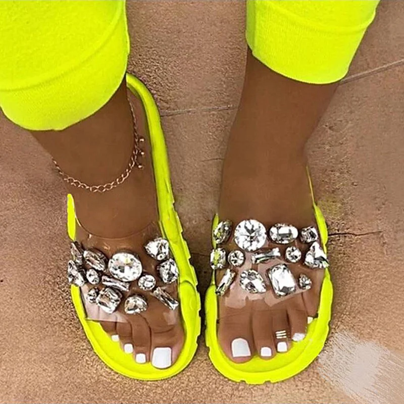 

Hot hotselling summer women glitter slippers wholesale beach slides, 3 colors