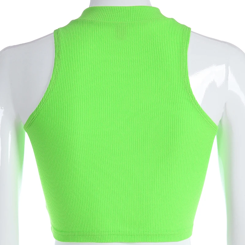 Streetwear Neon Green Bodycon Festival Ribbed Summer Casual Vest Slim ...