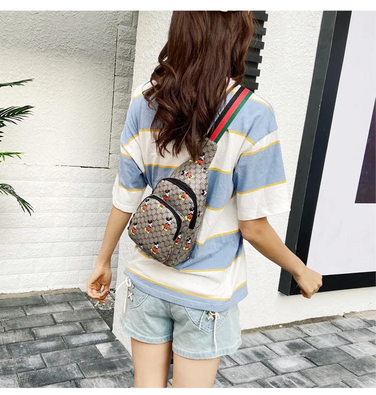 

2021 summer cartoon printing retro minnie mouse Pu one shoulder slant cross bag women's bag, Customized color