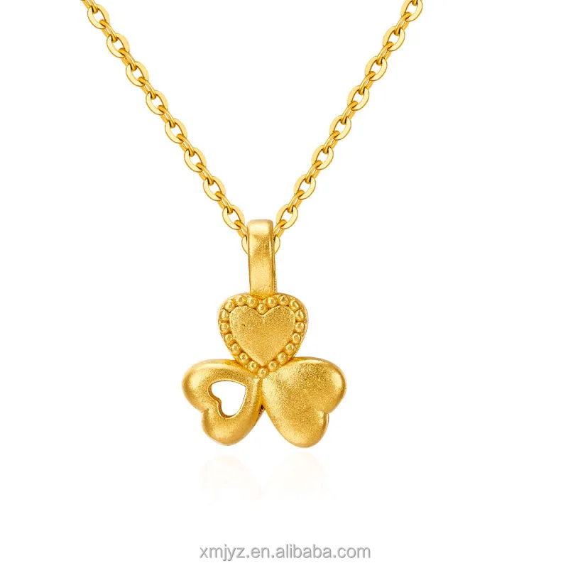 

Certified 3D Hard Gold Clover Pendant Gold Pure Gold 999 Jewelry Fashion Clavicle Chain Necklace Factory Direct Supply Wholesale