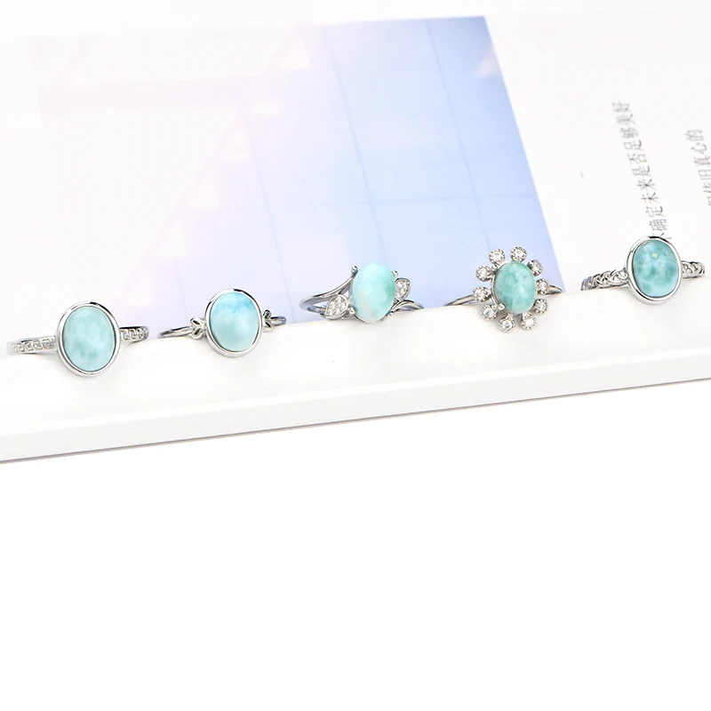 

Wholesale Copper Adjustable Larimar Oval Ring Natural Larimar 6 to 10 Mm Oval Ring