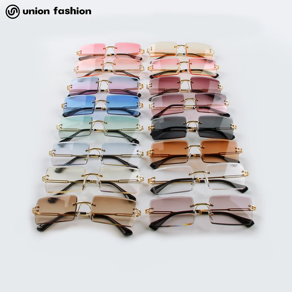 

2022 summer newest fashion rimless shade rectangle square women design ladies sunglasses