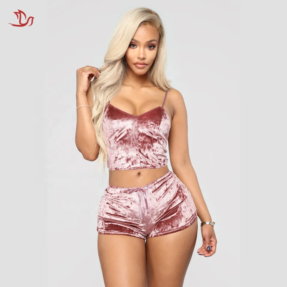 

Plus Size Sexy Pajamas Luxurious Velvet Underwear Set Pajamas For Women