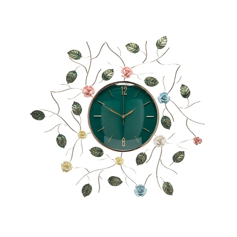 

2021 Creative Digit flower shaped wall clock in Green living room dining room home fashion clock, Colorful