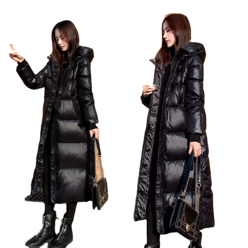 

plus size women's coats black down padded jacket lady's mid length winter 2022 new cotton padded jacket plus size coats