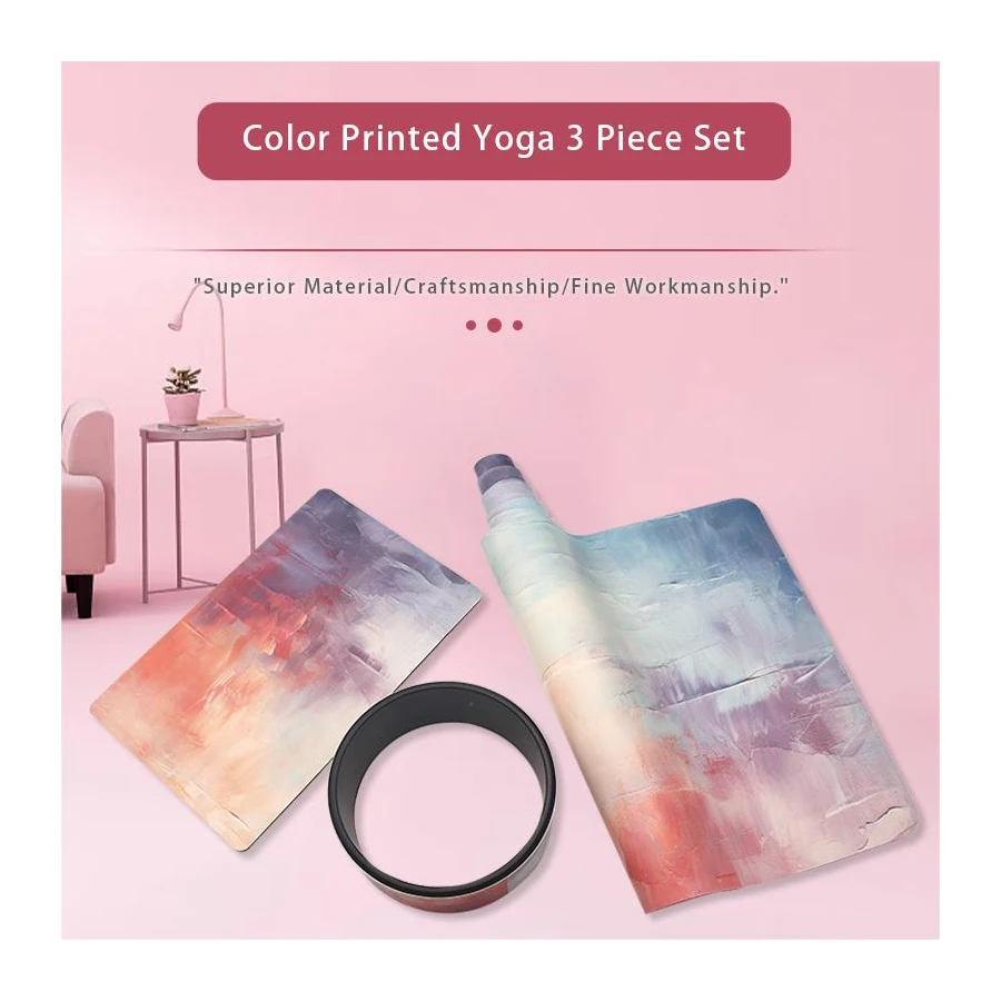 Custom Printed Eco-Friendly 4mm Thick PU Yoga Mat Non-Slip Fitness Sports & Natural Rubber Yoga Wheel with Custom Logo