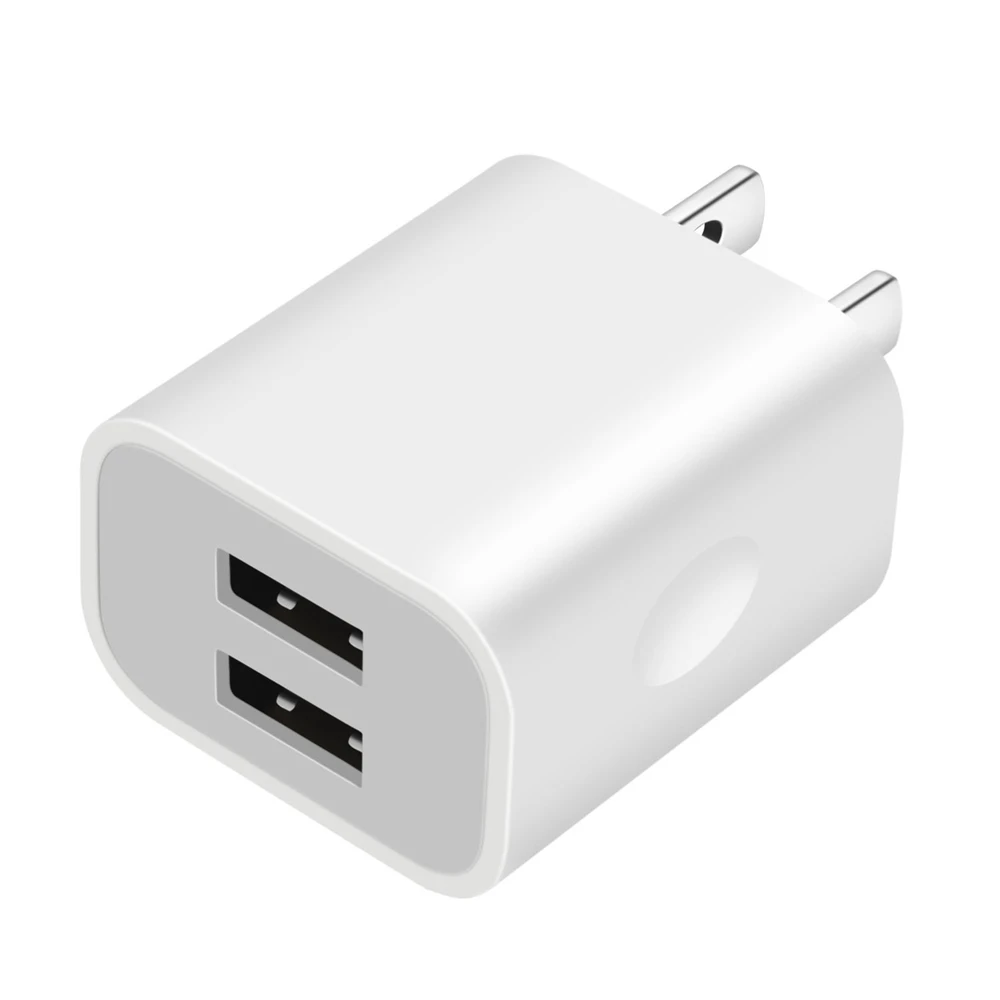 

10W Fast Charging Phone chargers 2 USB Port Small Size Portable Power Adapter Wall Charger For Mobile Phone, White