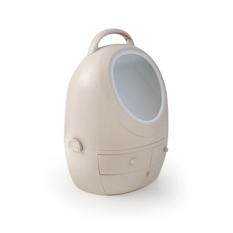 

LED light mirror Makeup Organizer Dust-proof Detachable Cosmetic storage with Drawers