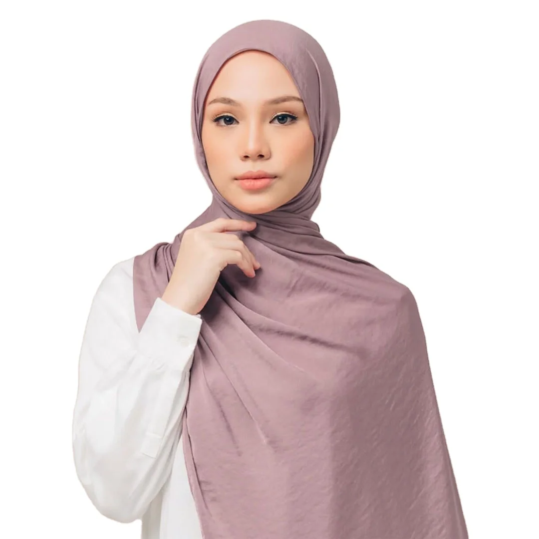 

Top Selling Malaysia Shiny Velvet Matte Luxury Satin Hijab Soft Glimmer Plain Satin Light Scarf For Muslim Women