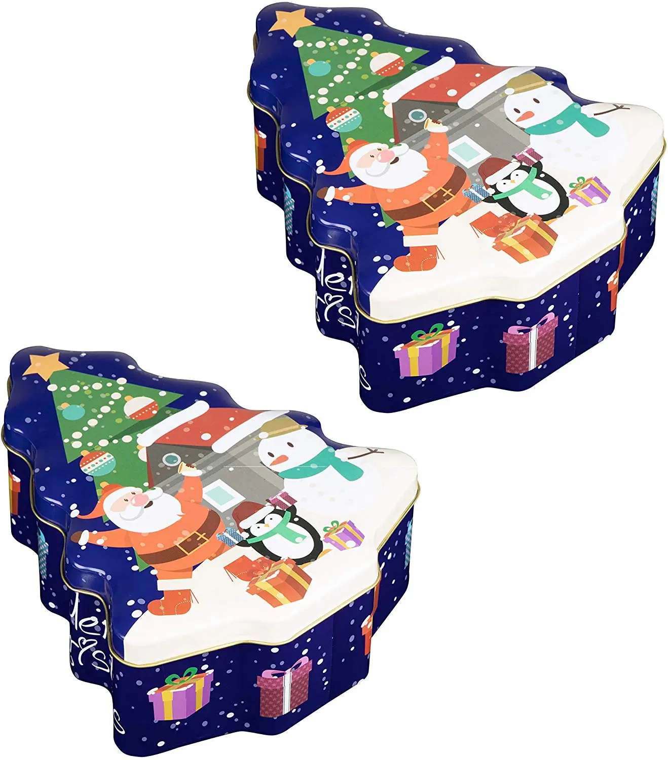 Lata De Metal Con Forma De Árbol De Navidad,Contenedores De