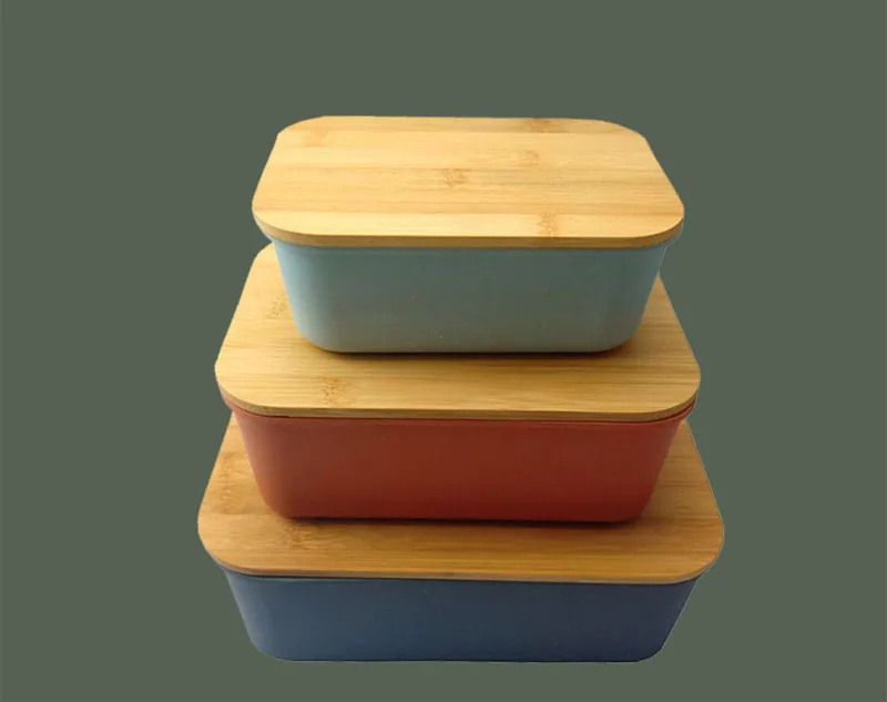 

Eco Bamboo Lunch Box With Belt Custom Biodegradable Not leaking Bamboo Fiber Lunchbox Lunch Bento Box With Bamboo Lid, White or customized