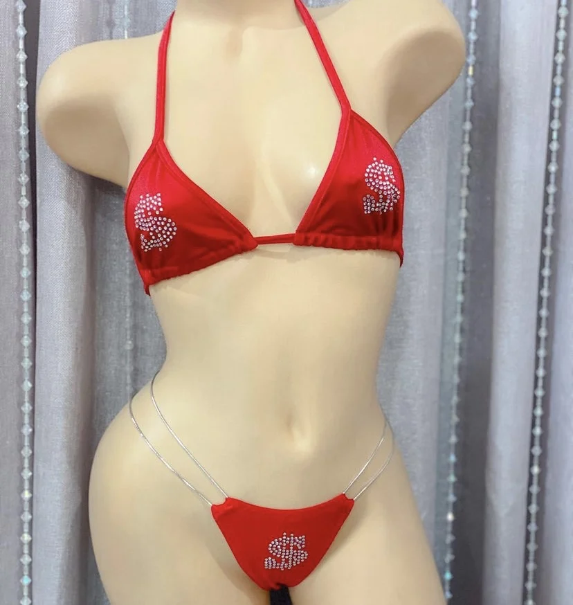 

Bling rhinestone diamond money dollar customized design bikini oem, Customer private customization