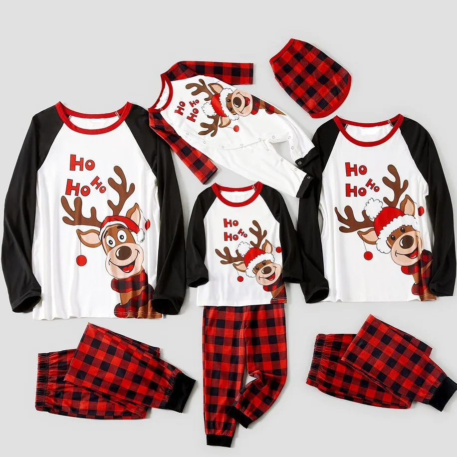 

Family Matching Outfit Clothes Christmas Pajamas Parent-child Full Sleeve Red White Green Stripe Family Christmas Pajamas