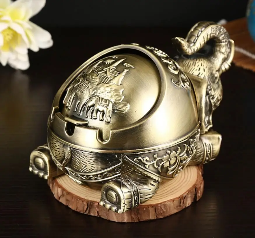 

Cheaper Mini Vinntage Portable Metal Elephant Ashtray, As pic show