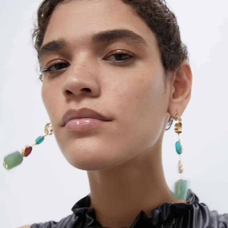 

Yingchao ZA 2020 Fashion Statement Crystal Rhinestone Pure Handmade Beaded Hoop Drop Earrings for Women Ladies Jewelry